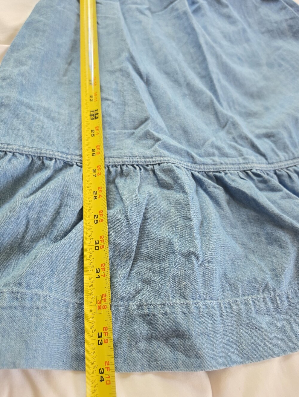 Old Navy Blue Chambray Tie-Front Puff Sleeve Dress - Picture 7 of 7